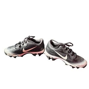 Size 13C Nike Hyperdiamond 4 Keystone Youth Cleats Black White. Baseball/Teebl